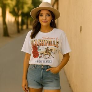 Rebellious One Short Sleeve Welcome To Nashville T-Shirt White Size L